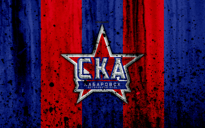 4k, FC SKA-Khabarovsk, grunge, Ryska Premier League, konst, fotboll, football club, Ryssland, SKA Khabarovsk, logotyp, sten struktur, SKA Khabarovsk FC