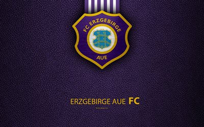 FC Erzgebirge Aue, 4k, textura de cuero, club de f&#250;tbol alem&#225;n, logotipo, Aue, Alemania, la Bundesliga 2, de la segunda divisi&#243;n, f&#250;tbol