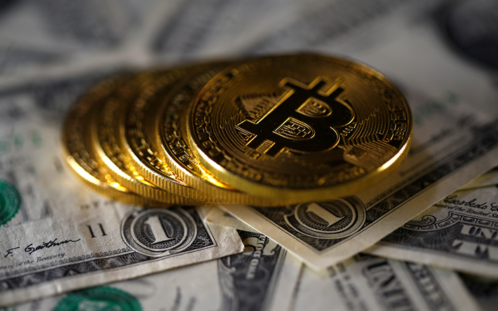 bitcoin, 4k, o dinheiro eletr&#244;nico, crypto moeda, moedas de ouro
