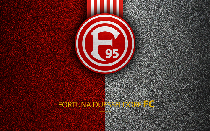 Fortuna D&#252;sseldorf FC, 4k, le cuir de texture, club de football allemand, Fortuna logo, D&#252;sseldorf, en Allemagne, Bundesliga 2, deuxi&#232;me division de football