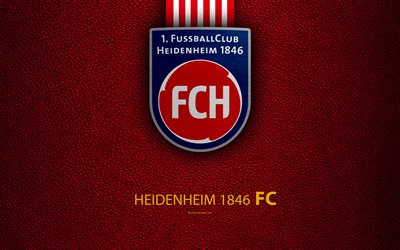 Heidenheim1846FC, 4K, 革の質感, ドイツサッカークラブ, ロゴ, Heidenheimルツにあ, ドイツ, ブンデスリーガ2, 第二事業部, サッカー