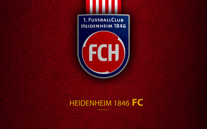 Heidenheim 1846 FC, 4K, leather texturas, Dih&#228;resen de f&#250;tbol, el club, logotipo, Heidenheim an der Brenz, Germany, tercera Divisi&#243;n-grupo 2 de segunda divisi&#243;n, f&#250;tbol