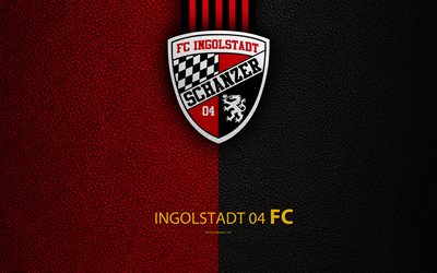 FC Ingolstadt 04 ja, 4K, nahka rakenne, Saksalainen jalkapalloseura, logo, Ingolstadt, Saksa, Bundesliga 2, toisen divisioonan, jalkapallo