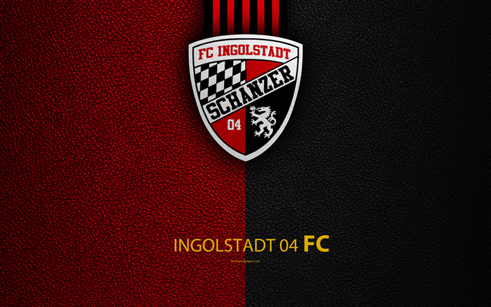 FC Ingolstadt 04, 4K, textura de cuero, club de f&#250;tbol alem&#225;n, logotipo, Ingolstadt, Alemania, de Alemania, de la Bundesliga 2, de la segunda divisi&#243;n, f&#250;tbol