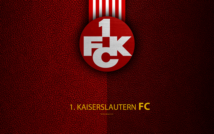 FC Kaiserslautern, FC, 4K, Bundesliga 2, leather texture, German football club, logo, Kaiserslautern, Germany, second division, football