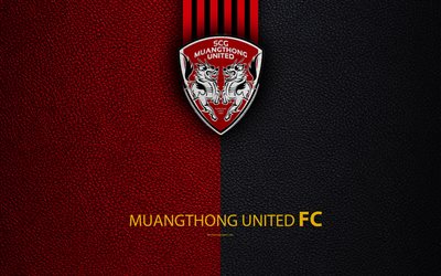 Muangthong United FC, 4K, Thai Football Club, logo, emblem, leather texture, Muang Thong Thani, Nonthaburi Province, Thailand, Thai League 1, football, Thai Premier League