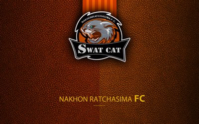nakhon ratchasima fc, 4k, thai-fu&#223;ball-club, leder textur, nakhonratchasima, thailand, logo, emblem, thai-league 1, fussball thai premier league