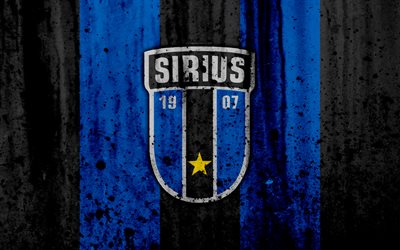 4k, FC Sirius, grunge, Lig, futbol, sanat, Futbol Kul&#252;b&#252;, İsve&#231;, Sirius, logo, taş doku, Sirius FC