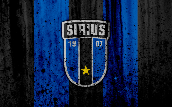 4k, FC Sirius, grunge, Allsvenskan, futebol, arte, clube de futebol, Su&#233;cia, Sirius, logo, textura de pedra, Sirius FC