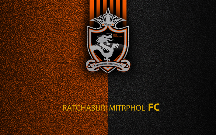 Ratchaburi Mitr Phol FC, 4K, Thai Club di Calcio, Ratchaburi logo, simbolo, texture in pelle, Provincia di Ratchaburi, Thailandia, Thai League 1, calcio, Thai Premier League