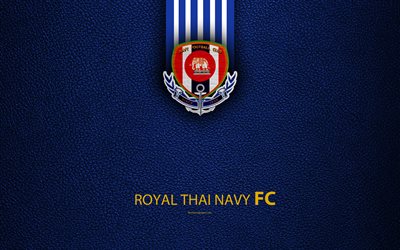 Royal Thai Navy FC, 4K, Thai Football Club, logo, emblem, leather texture, Chonburi, Thailand, Thai League 1, football, Thai Premier League