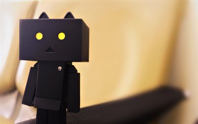 Siyah Danbo, 4k, karton robot, yaratıcı, Danbo
