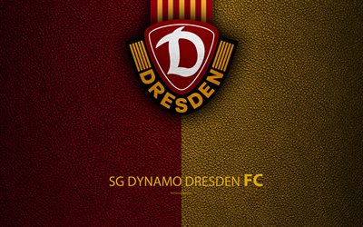SG دينامو دريسدن, 4K, جلدية الملمس, الألماني لكرة القدم, شعار, دريسدن, ألمانيا, الدوري الالماني 2, الدرجة الثانية, كرة القدم