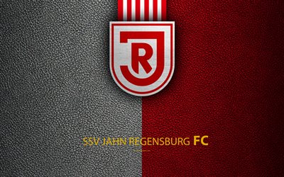 SSV Jahn Ratisbonne FC, 4K, le cuir de texture, club de football allemand, logo, Ratisbonne, en Allemagne, Bundesliga 2, deuxi&#232;me division de football