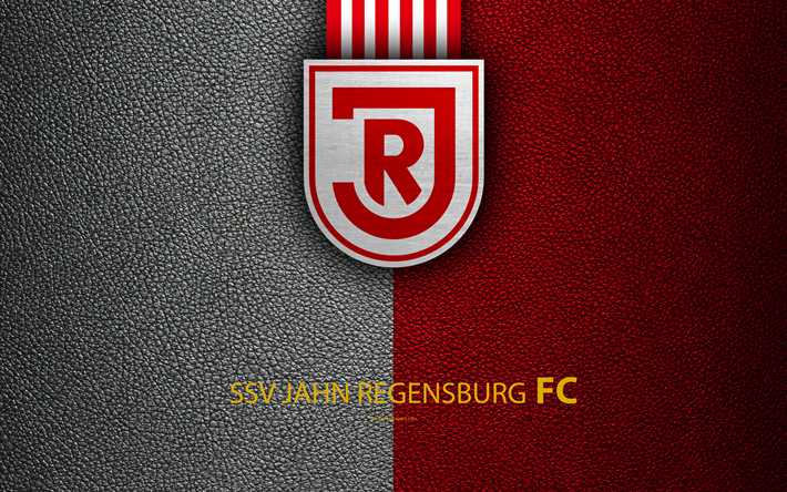 SSV Jahn Regensburg FC, 4K, texture in pelle, squadra di calcio tedesca, logo, Ratisbona, Germania, Bundesliga 2, seconda divisione, calcio