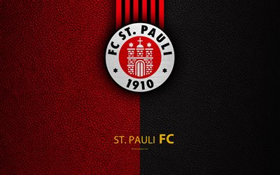 Le FC St Pauli 4k, le cuir de texture, club de football allemand, logo, Hambourg, Allemagne, de la Bundesliga 2, deuxi&#232;me division de football