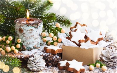 クリスマス, 新年, candle燃焼, 円錐, クッキー, クリスマスの飾り
