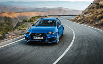 Audi RS4 Avant, 2018, sport wagon, tuning, versione sport, blu RS4, Audi
