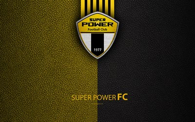 Super Power FC, 4K, Thai Football Club, logo, emblem, leather texture, Bangkok, Thailand, Thai League 1, football, Thai Premier League