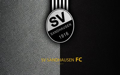 SV Sandhausen FC, 4K, Zandhausen, Germania, texture in pelle, squadra di calcio tedesca, logo, Bundesliga 2, seconda divisione, calcio