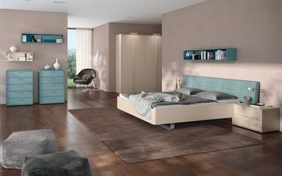 design moderno, camera da letto, spaziosa camera da letto, minimalismo, interni eleganti