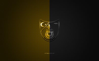 Istanbulspor SOM, Turkish football club, 1 league, gul-svart logo, gul-svart kolfiber bakgrund, fotboll, Istanbul, Turkiet, Istanbulspor logotyp