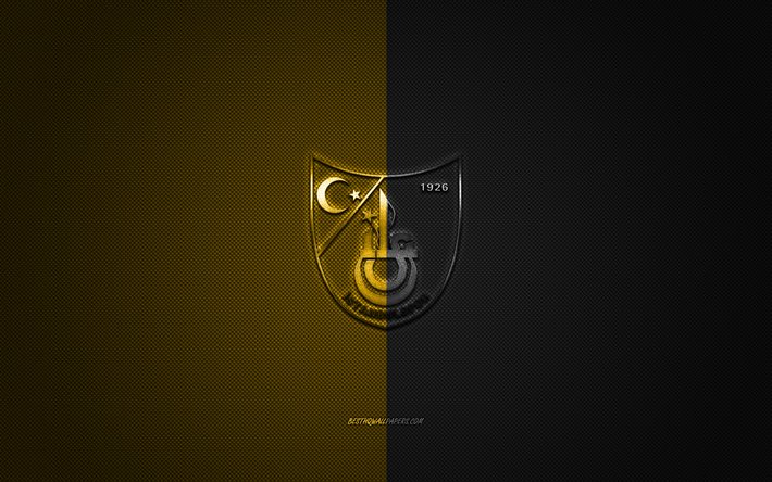 Istanbulspor COMO, Turco futebol clube, 1 league, amarelo-preto logo, amarelo-fibra de carbono preto de fundo, futebol, Istambul, A turquia, Istanbulspor logotipo