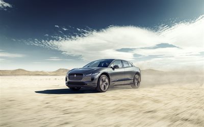 Jaguar I-Pace, 2019, exterior, front view, electric crossover, new gray I-Pace, British electric cars, Jaguar