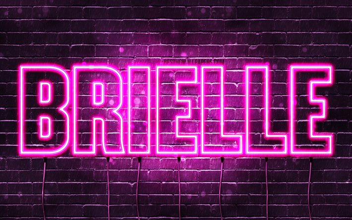Brielle, 4k, adları Brielle adı ile, Bayan isimleri, Brielle adı, mor neon ışıkları, yatay metin, resim ile duvar kağıtları