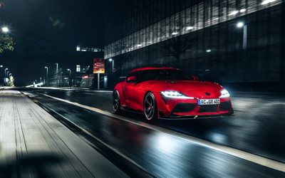 2020, Toyota GR Supra, AC Schnitzer, A90, exterior, red sports coupe, front view, new red Supra, tuning Supra, Japanese sports cars, Toyota