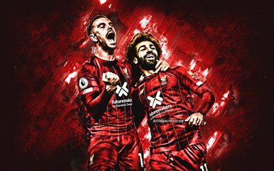 Mohamed Salah, Jordan Henderson, Liverpool FC, futbolcular, yaratıcı taş arka plan, Premier Lig, İngiltere, futbol