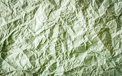 o verde a textura do papel, 4k, verde papel amassado, macro, livro verde, vintage textura, papel amassado, texturas de papel, fundos verdes