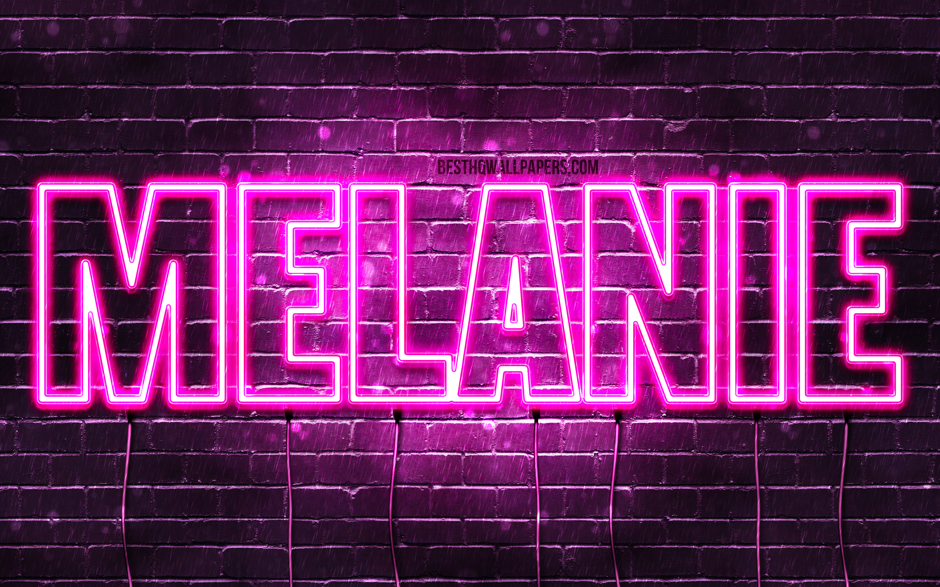 Download Wallpapers Melanie 4k Wallpapers With Names Female Names Melanie Name Purple Neon