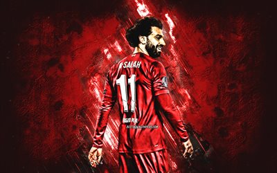 Mohamed Salah, el Liverpool FC, El jugador de f&#250;tbol, retrato, rojo de la piedra de fondo, fondo creativo, arte, Inglaterra, f&#250;tbol