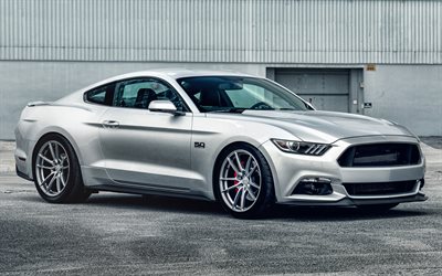 4k, Ford Mustang, supercar, 2019 auto, Argento Ford Mustang, 2019 la Ford Mustang, auto americane, Ford