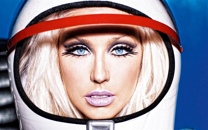 Christina Aguilera, 肖像, アメリカの歌手, 驚, 化粧, 宇宙服, アメリカスター, アメリカの人気歌手