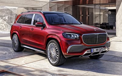 Mercedes-Maybach GLS 600, 2020, exterior, front view, luxury SUV, new red GLS 600, German cars, Mercedes