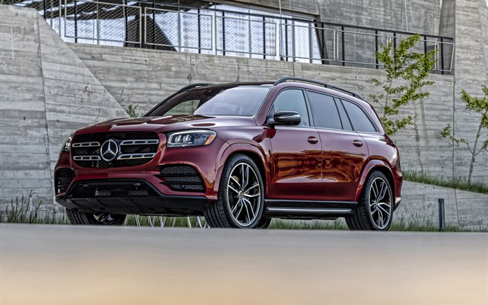 Mercedes-Benz GLS 580, 4MATIC, AMG, red luxury SUV, new red GLS, exterior, front view, german cars, Mercedes