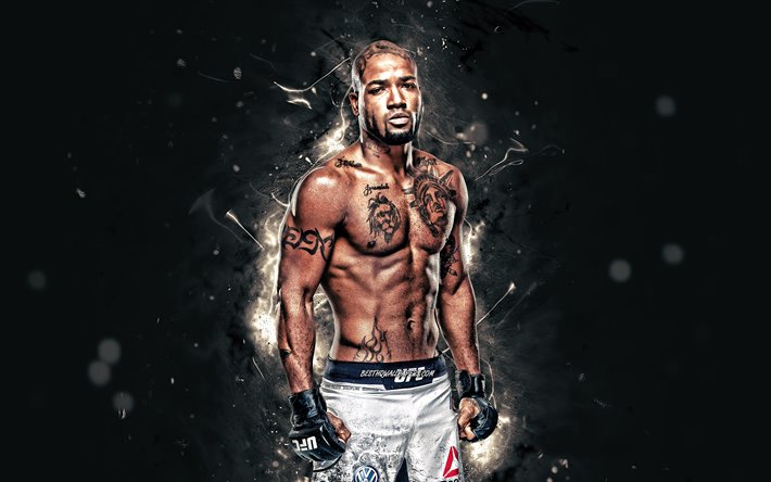 Bobby Green, 4k, white neon lights, american fighters, MMA, UFC, Mixed martial arts, Bobby Green 4K, UFC fighters, MMA fighters, Bobby Ray Green
