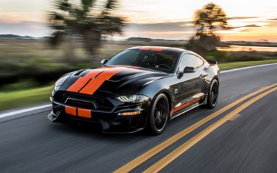 2019, Ford Mustang Shelby GT-S, preto carro de desporto, preto cup&#234; esportivo, Mustang tuning, Os carros americanos, Ford