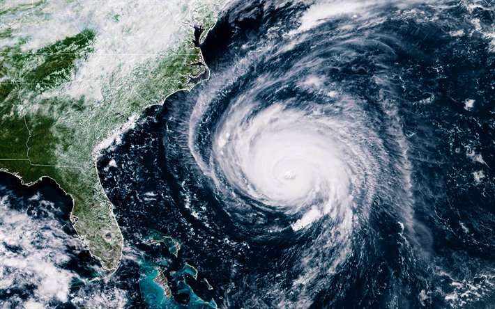 orkanen, Nordamerika, vy fr&#229;n rymden, storm, ocean, flygfoto