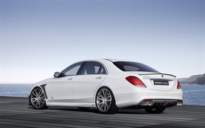Mercedes-Benz S-Class, W222, rear view, exterior, Brabus, tuning S-Class, new white S-Class, tuning W222, Brabus Rocket 900, Mercedes-Benz