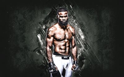 Tyron Woodley, UFC, american fighter, portrait, gray stone background, Ultimate Fighting Championship