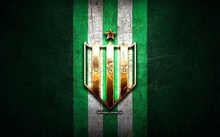Banfield FC, kultainen logo, Argentiinan Primera Division, vihre&#228; metalli tausta, jalkapallo, CA Banfield, argentiinalainen jalkapalloseura, Banfield logo, Argentiina, Club Atletico Banfield