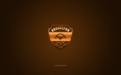 Adanaspor AS, squadra di calcio turco, 1 Lig, arancio, logo, arancione contesto in fibra di carbonio, calcio, Adana, Turchia, Adanaspor logo