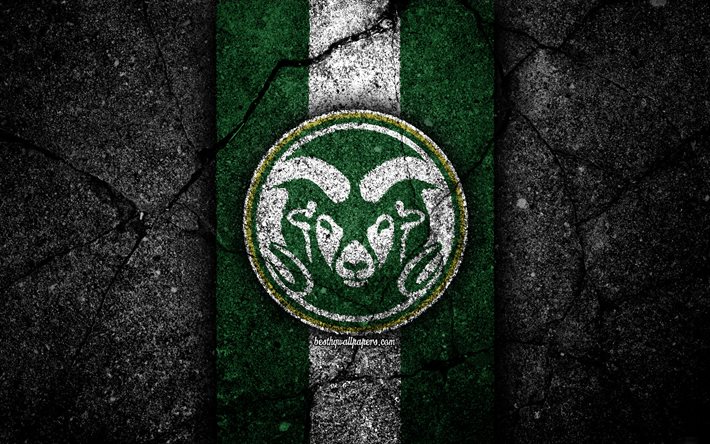Colorado State Rams, 4k, time de futebol americano, NCAA, pedra branca verde, EUA, textura de asfalto, futebol americano, logotipo do Colorado State Rams