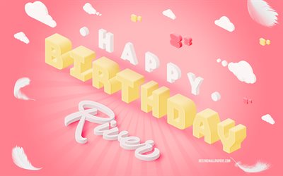 Happy Birthday River, 3d Art, Birthday 3d Background, River, Pink Background, Happy River birthday, 3d Letters, River Birthday, Creative Birthday Background
