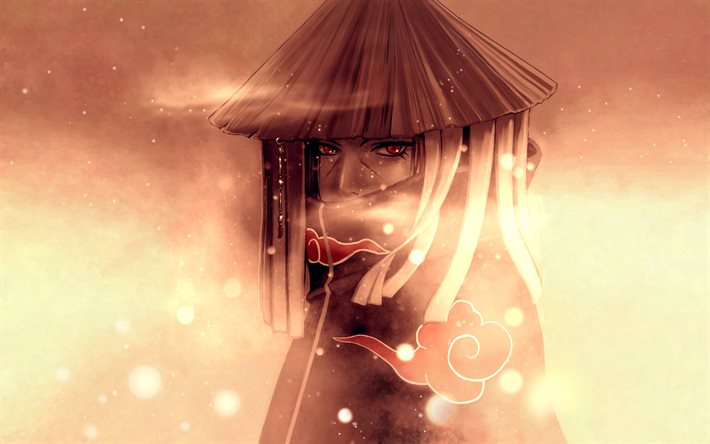 Uchiha Itachi, neblina, personagens de Naruto, arte abstrata, mang&#225;, Naruto, Mangekyou Sharingan, Itachi Uchiha