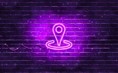 Place neon icon, 4k, violet background, neon symbols, Place, neon icons, Place sign, computer signs, Place icon, computer icons