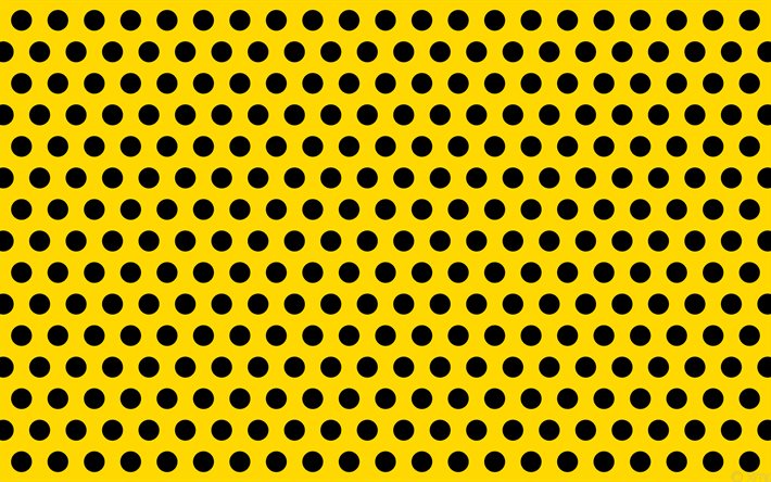 gula prickade bakgrunder, 4k, prickade m&#246;nster, cirklar m&#246;nster, gula bakgrunder, bakgrund med prickar